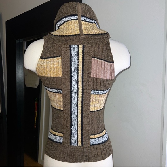 Free People Striped Knit Cowl Neck Top Blouse Off Shoulder Neutral XS - Picture 8 of 13